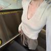 Solid Color V-neck Knitted Bottoming Shirt Women's Autumn and Winter New Inner Sweater Pure Desire Slim and Thin Versatile Long-sleeved Top