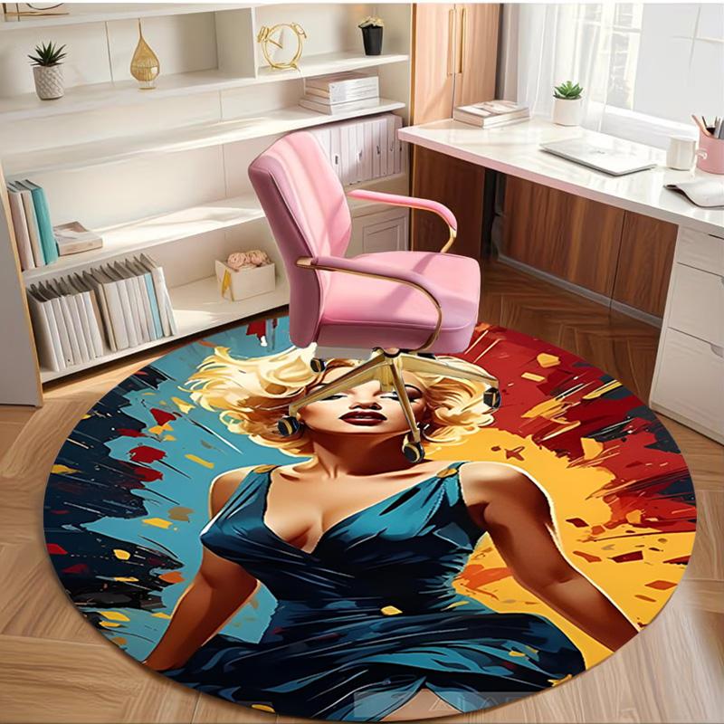 Marilyn Monroe Print Rond Tapijt, Wasbaar Vloerkleed, Voor Entree Slaapzaal Wasruimte Kantoor Studeerkamer, Woondecoratie Verjaardag Kerstcadeau
