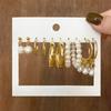 6Pairs 18K Gold Plated Alloy Earrings Set Stainless Steel Post CZ Pearl Heart Hoop for Women Fashion Jewelry