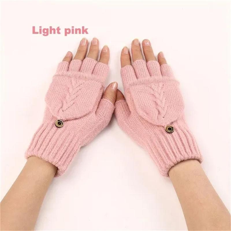 1 par de guantes de punto de lana cálidos para otoño e invierno para mujeres y niñas, guantes de medio dedo con tapa gruesa, manopla