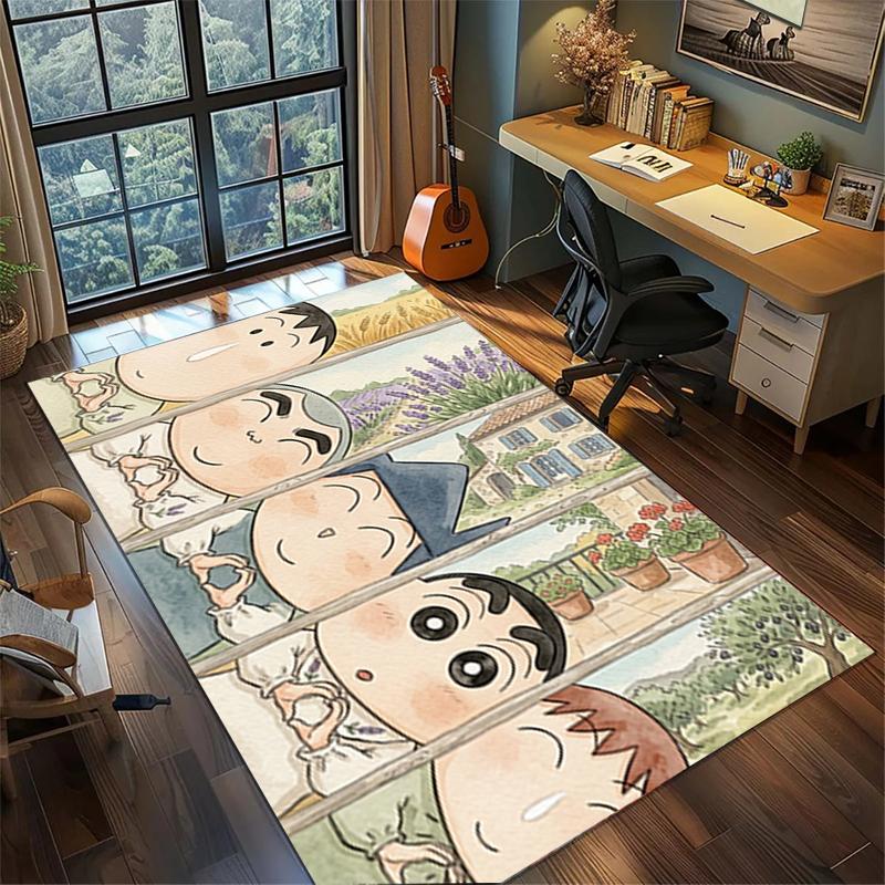 Crayon Shin-chan Large Gamer Rug Non Slip Washable Area Mat Bedroom Home Floor Decor