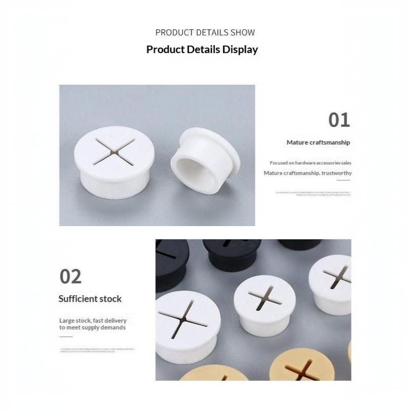 10PCS Round Desktop Cable Hole Cover Non-slip Desk Port Grommet for Home Office PC Computer Table Cable Organizer