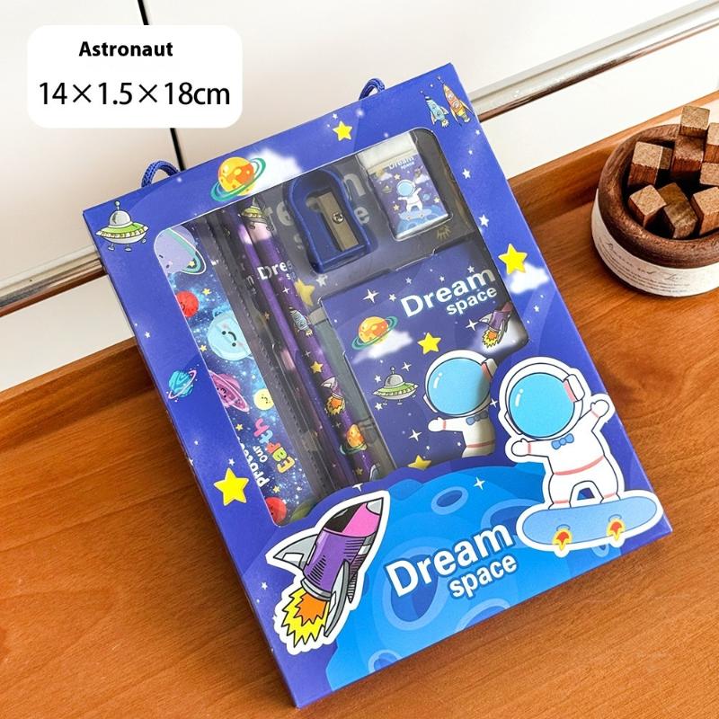 6Pcs/Set Cute Cartoon Capybara Pencil Stationery Set Kawaii Eraser Pencil Sharpener Children Student Stationery Supplies