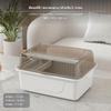 Large Dustproof Dinnerware Storage Box with Lid, Draining Rack, Nordic Plastic Kitchen Organizer