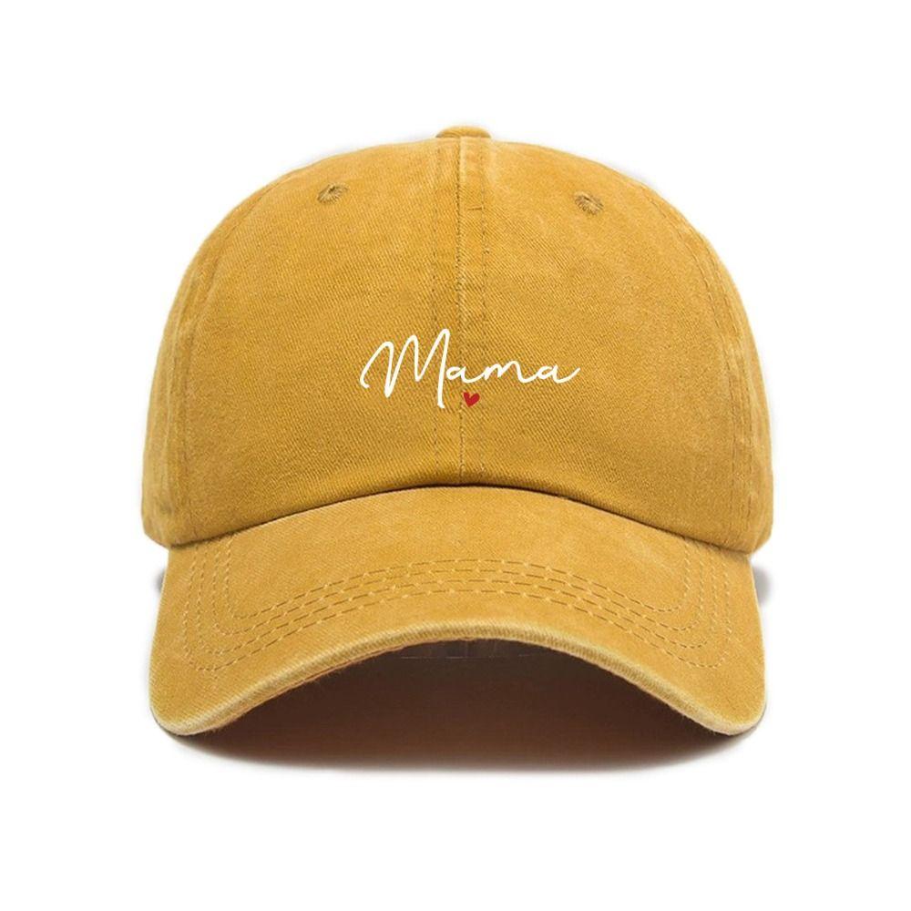 Vintage Mama Red Heart Caps Washed Cotton Outdoor Sunscreen Hats Fashion Baseball Cap Gifts