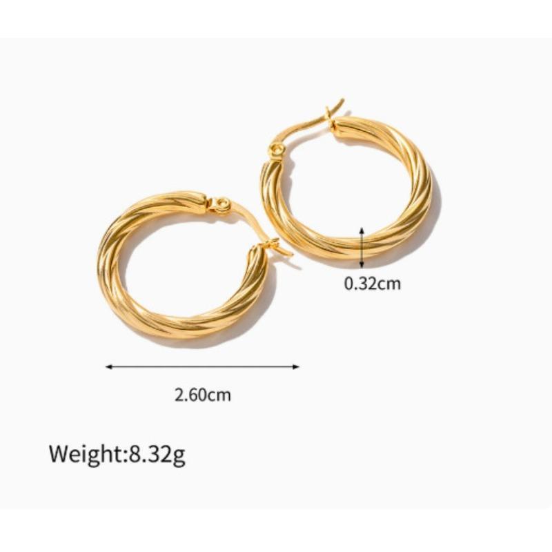 Fashion K gold plated cable texture stainless steel earrings niche temperament earrings personality daily versatile