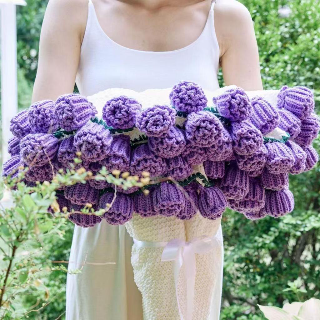 Hand-Knitted Rose Bouquet Crochet Blanket Shawl