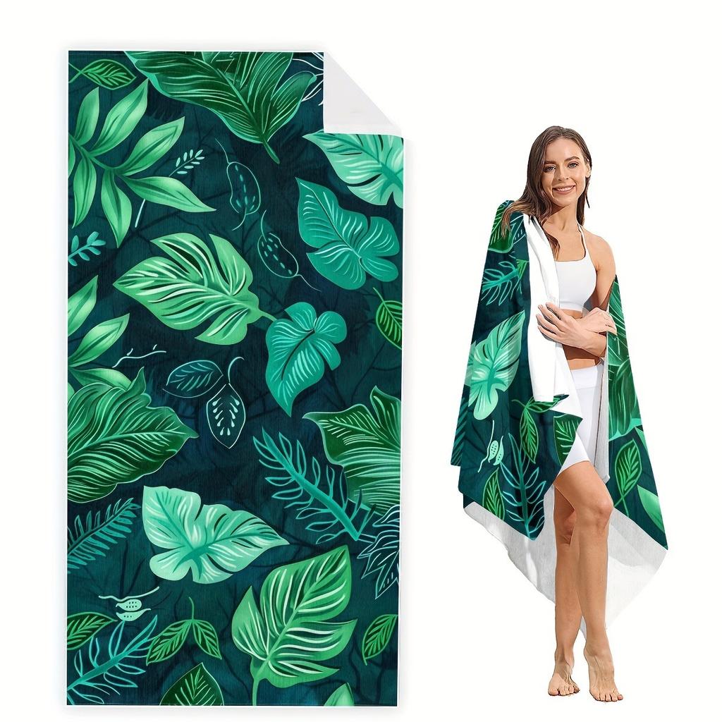 Island Vibes: Tropical Leaf-Print Beach Towel for Ultimate Relaxation! Suitable for towels, bath towels, beach towels