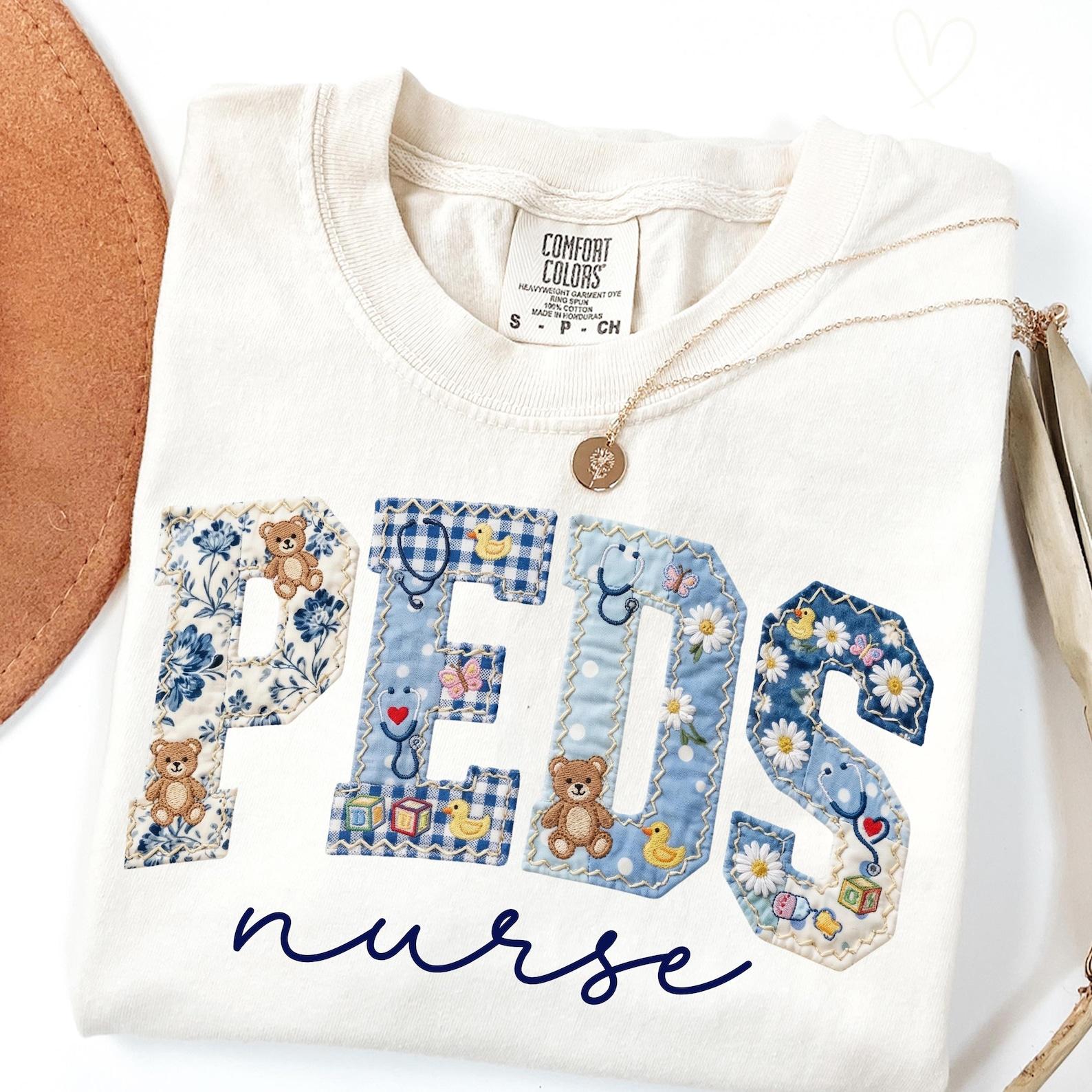 PEDS Nurse Shirt Pediatric Nurse Gift, Cute Faux Patchwork Nurse Tee, RN Pediatric Shirt, NICU Nurse Gift, Kids Nurse Shirt, Pediatrics Grad 130