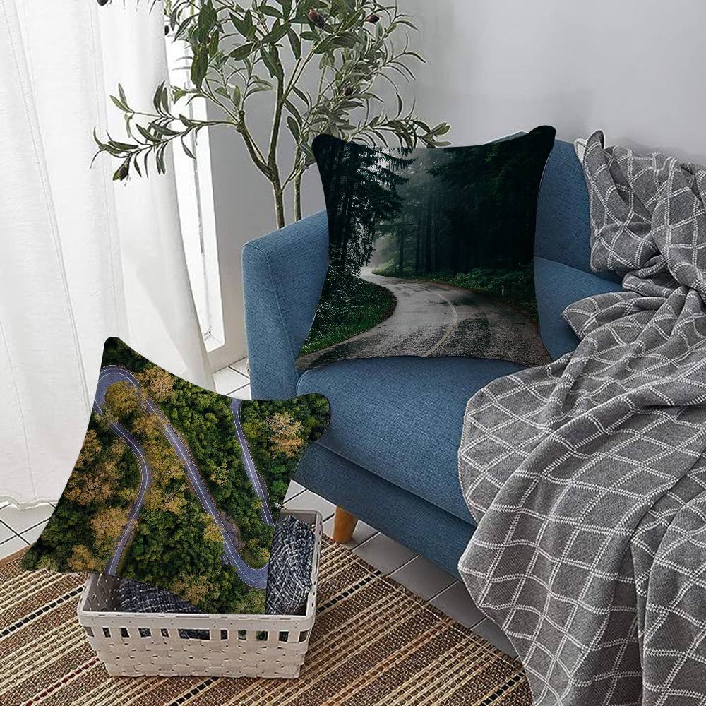 Beautiful Green Mountain Landscape Nature Scenery Cushion Cover Farmhouse Decor Home Throw Pillow Covers for Couch Decorations