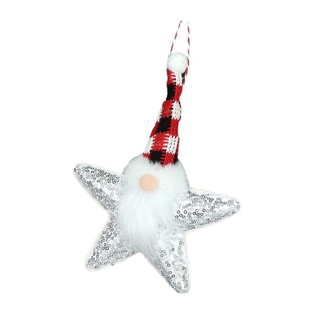 Creative Shining Star Christmas Pendant Cartoon DIY Knitted Fabric Plush Pendant Cute Sequined Five-pointed Star Doll