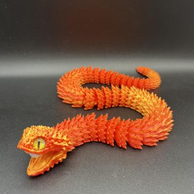 3D Printed Snake Articulated Toy, Flexible Jointed Serpent Figurine, Realistic Fidget Stress Reliever for Adults, Office Desk Decor Gift