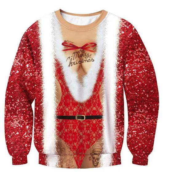 Rentier 3D-Druck Langarm Rundhals Sweatshirt - Herbst/Winter Weihnachts-Stil