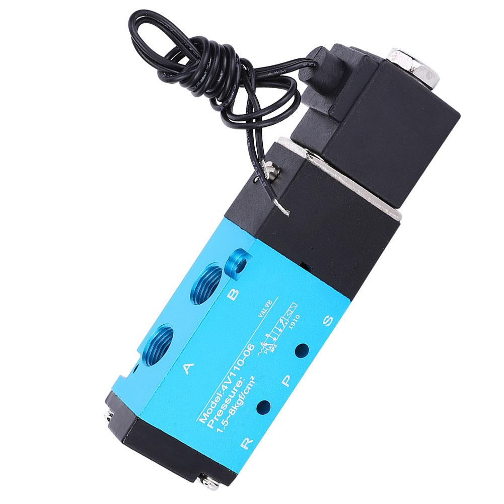 Solenoid Valve 2 Position 5 Way Aluminum Alloy High Sensitivity with Copper Coil 4V110 06 PT1 8 DC24V