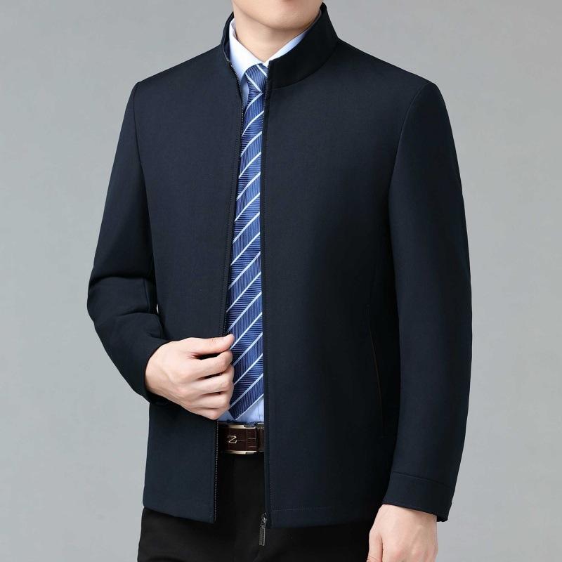 Autumn and winter high-end wool stand-up collar jacket for men, middle-aged business casual jacket, leading cadre civil servant top