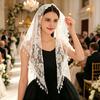Fringed Lace Veil Face-covering Headscarf Weddings Shawl Tassel Decoration Vintage Style Veil for Brides Bridesmaids Party Accessory