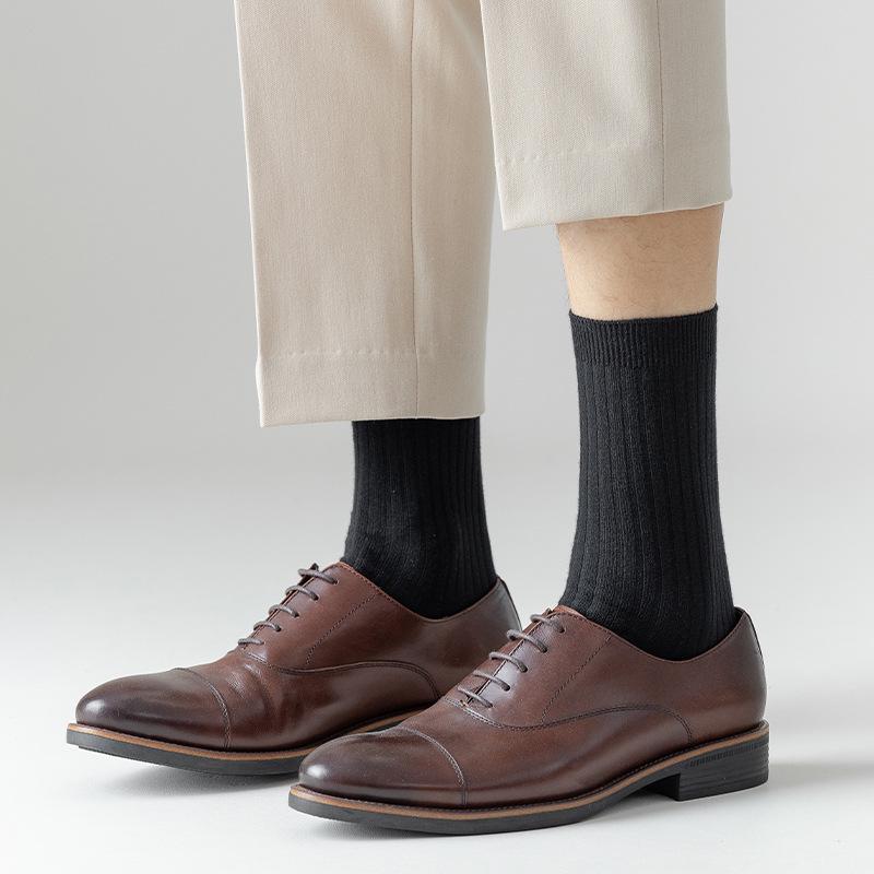 Herren Baumwoll-Mittelrohrsocken - Frühling & Sommer Schweißabsorbierend, Business Casual, Schwarz/Weiß/Grau
