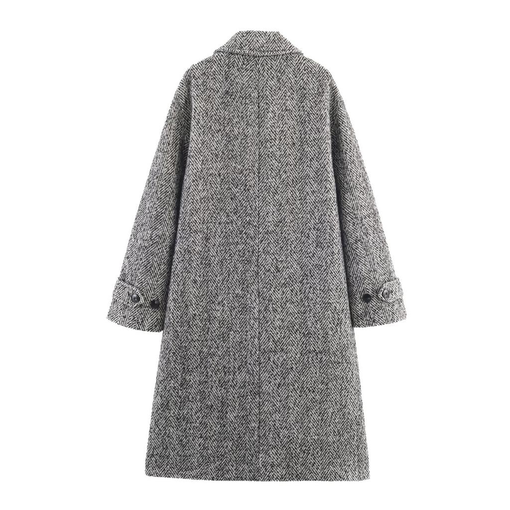 European and American style, French style, women's clothing, fashionable and versatile herringbone twill coat jacket 4968223