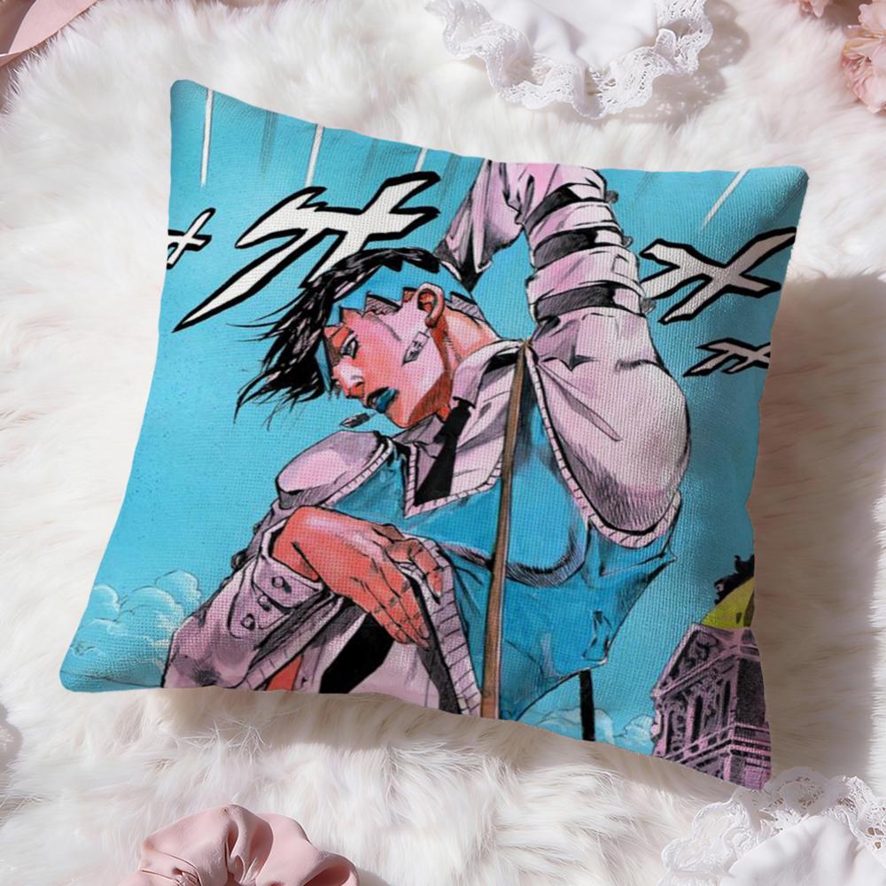 Hot J-JJoJo's Bizarre Adventure Cushion Cover Soft Washable Pillow Case Multi-Scene for Couch Bed Travel Office Use