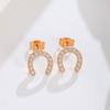 Simple niche design U-shaped full diamond titanium steel earrings, simple personality, trendy titanium steel earrings are versatile and do not fade