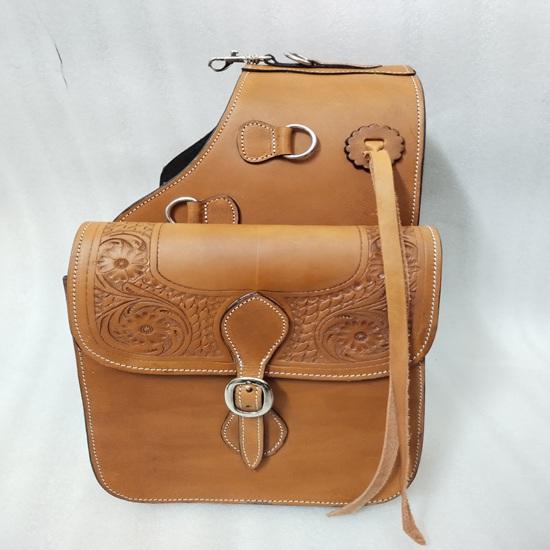 Beautiful Leather Western Trail Tooling Carving Horse Saddle Bag Horse Riding Saddle Bag.