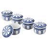 Saikai Pottery Steamed Bowl Set, Gift Boxed, Chrysanthemum Design, 50998 White