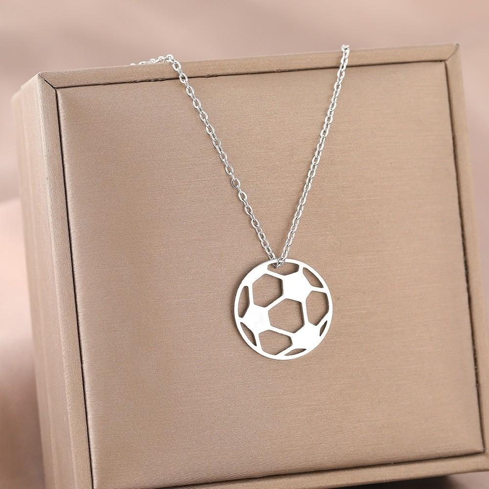 

Unique Soccer Pendant Necklace Stainless Steel Sports Ball Jewelry Sports Lover серебряный