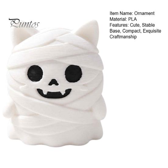 Gift for Cat Lovers 3D Printed Mummy Figurine, Cute Bandaged Kitten Statue Halloween Tabletop Small Animal Decoration, Compact Sculpture with