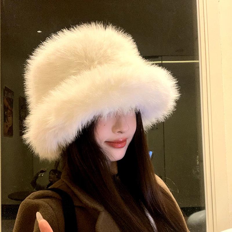 Plüschmütze Verdickt Warm Stilvoll Ohrenschützend Fischerhut Winter Imitation Nerzfell Winddicht und Kälteschutz Mongolischer Beckenhut
