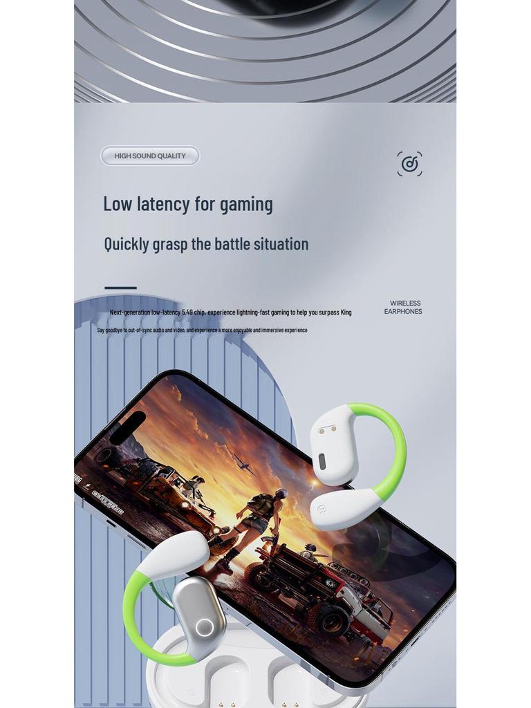 2025 Bone Conduction Bluetooth Ear-Hook Headphones: Long Battery Life, Noise Reduction, Ideal for Sports and Running