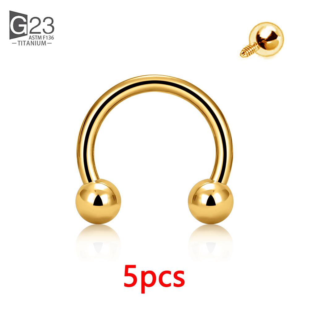 5Pcs G23 Titanium 16G CZ Tragus Eyebrow Piercing Body Jewelry Labret Lip Ring Stud Earrings Septum Nose Rings Internal Thread