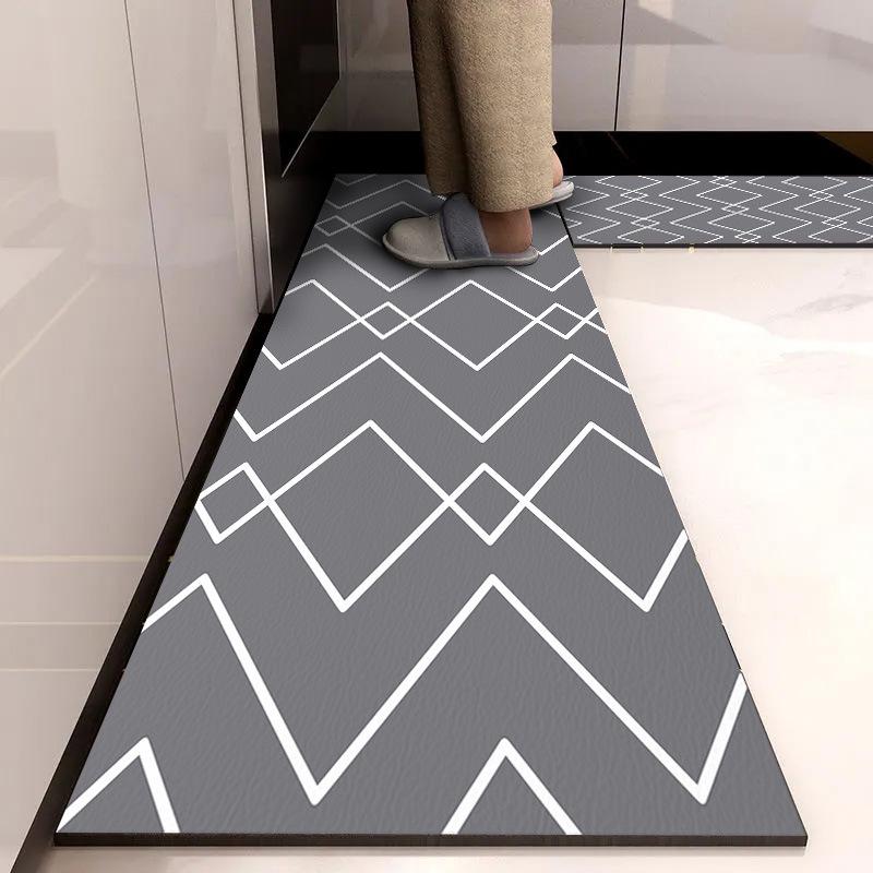 Quick-Dry Minimalist Diatomaceous Earth Floor Mat - Water Absorbent, Stain/Wear Resistant, Easy Clean, Non-Slip for Home and Kitchen