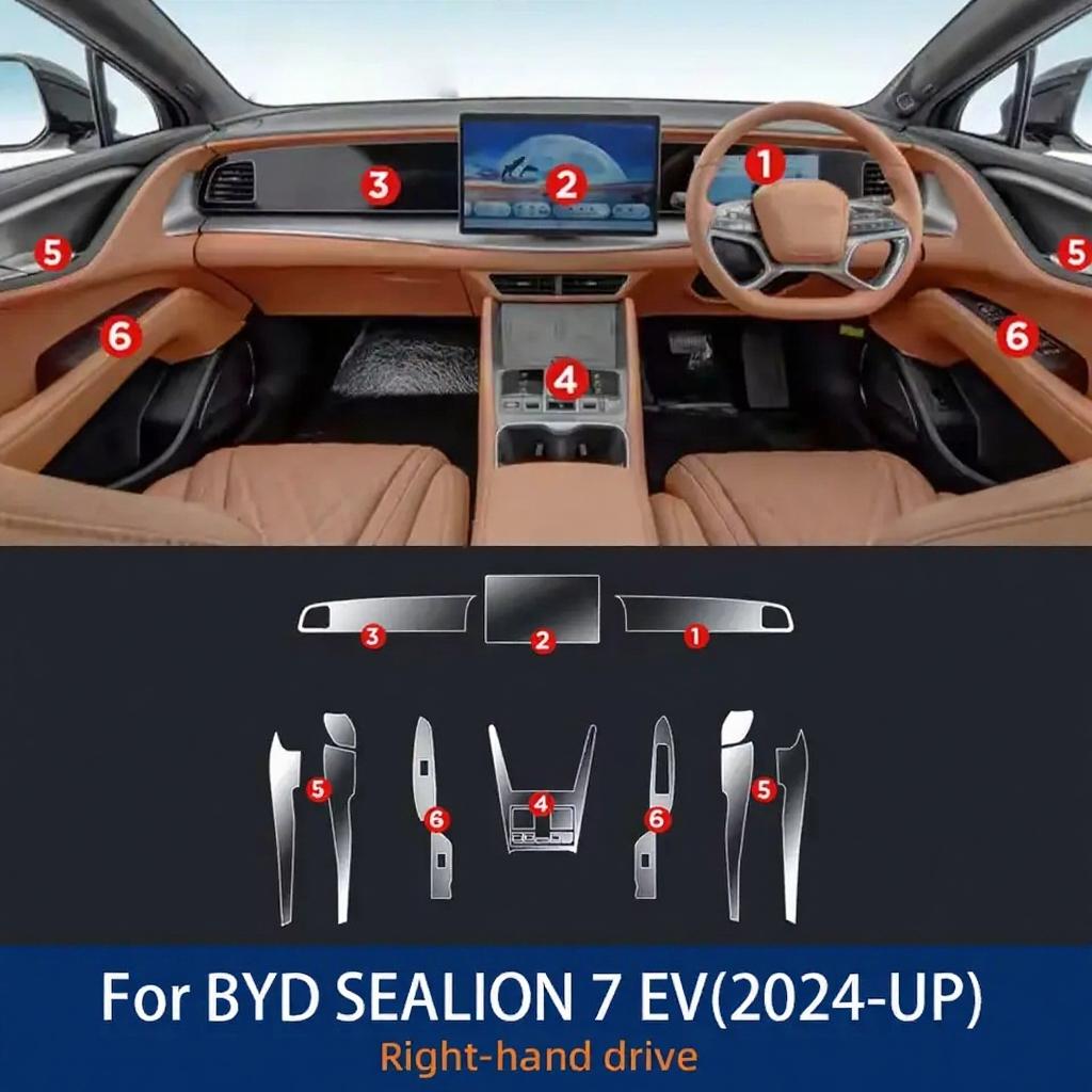 PPF Protection Film for BYD SEALION 7 EV 2024 Central Control Navigation TPU Anti Scratch Car Interior Protection Film Stickers