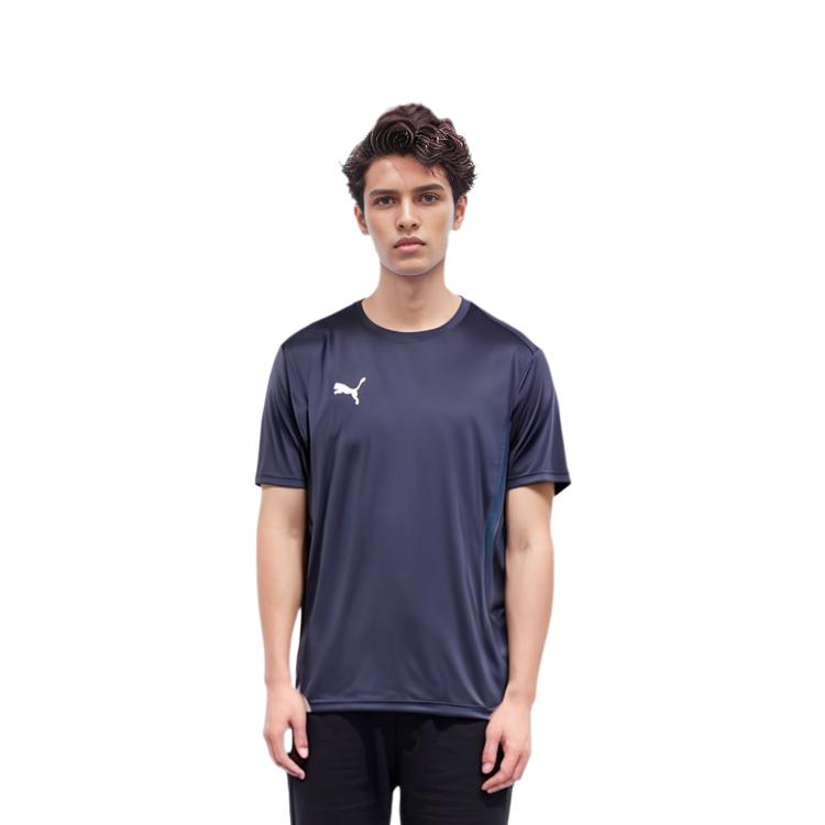 Puma Solid Color Casual Comfortable Breathable Sports Training Outdoor Fashion Crew Neck Short Sleeve T-Shirt Men Tops Navy-Blue 658636-06