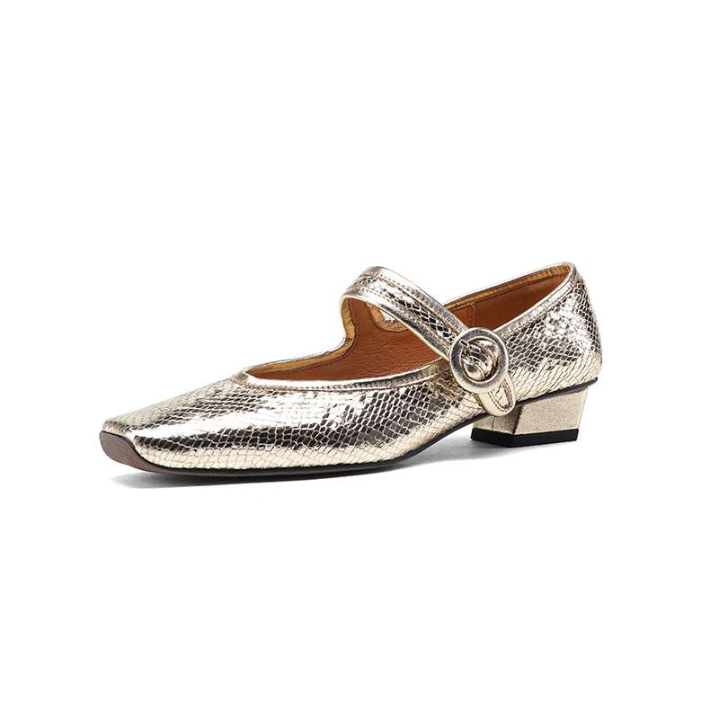 Krazing Pot Sheep Skin Summer Spring Autumn Low Heels Women Square Toe Mary Janes Shallow Pumps