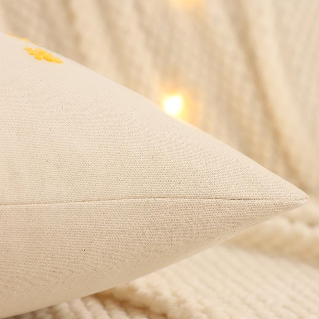 Embroidery Throw Pillow Cover Christmas Decoration Canvas Christmas Tree Forest Winter Farmhouse Home Sofa Living Room