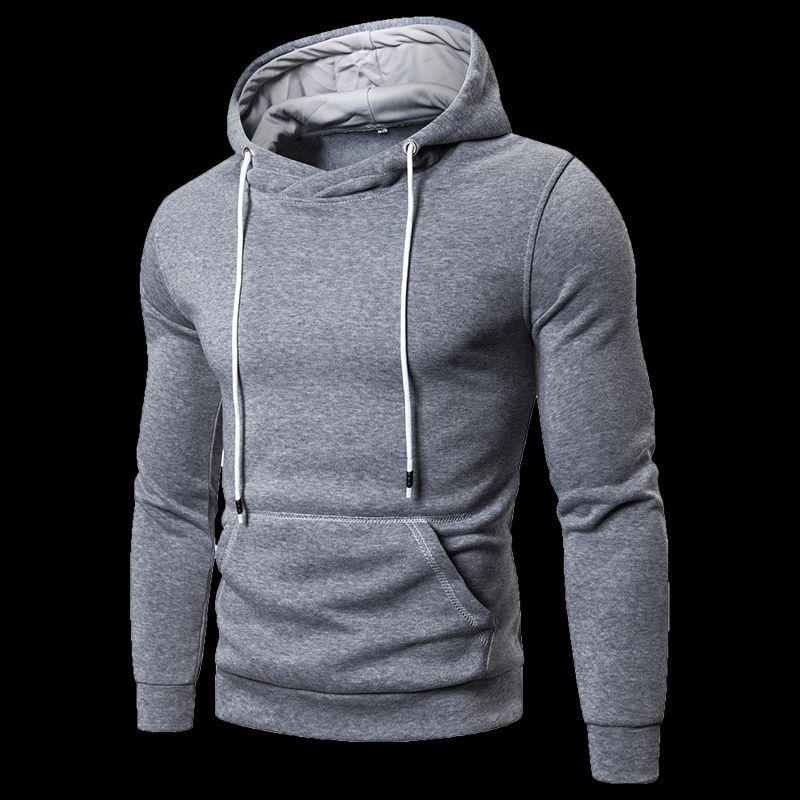 2025 Men's Trendy Solid Color Hooded Sweatshirt - Autumn/Winter Versatile Casual Pullover