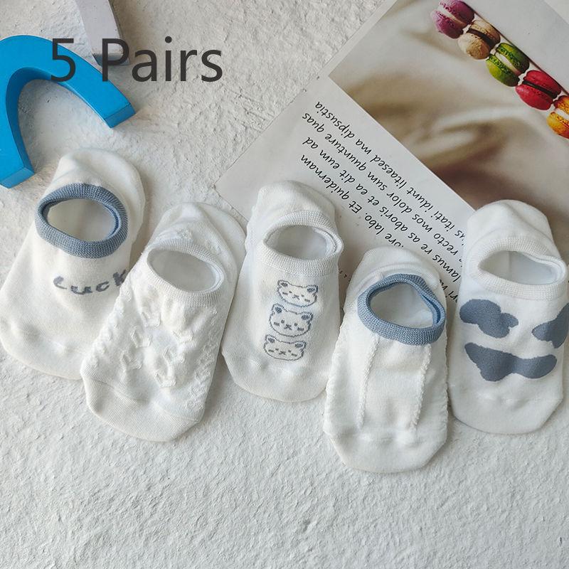 5 Pairs of Socks: Women's Spring and Summer Short Socks, Cartoon Shallow Mouth Invisible Socks, Summer Thin Breathable Women's Boat Socks