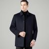 Men's Winter Wool Double-Faced Trench Coat with Down Liner and Cashmere Lapel