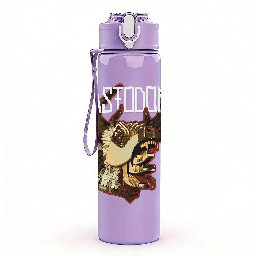 1PC Stag deer animal monochrome print 750ml colorful plastic sports water bottle leakproof pop up lid with straw for outdoor work home use