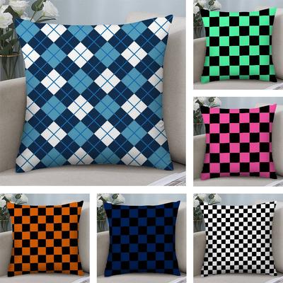Black White Checkerboard Pillow Case Plush Fabric Soft Double Sided Print Home Sofa High Quality Cushion Cover Throw