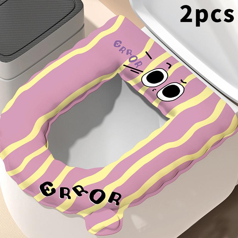 

2pcs Sticky Toilet Seat Cover with Soft Handle - Waterproof, Comfortable, All-Season Home Use