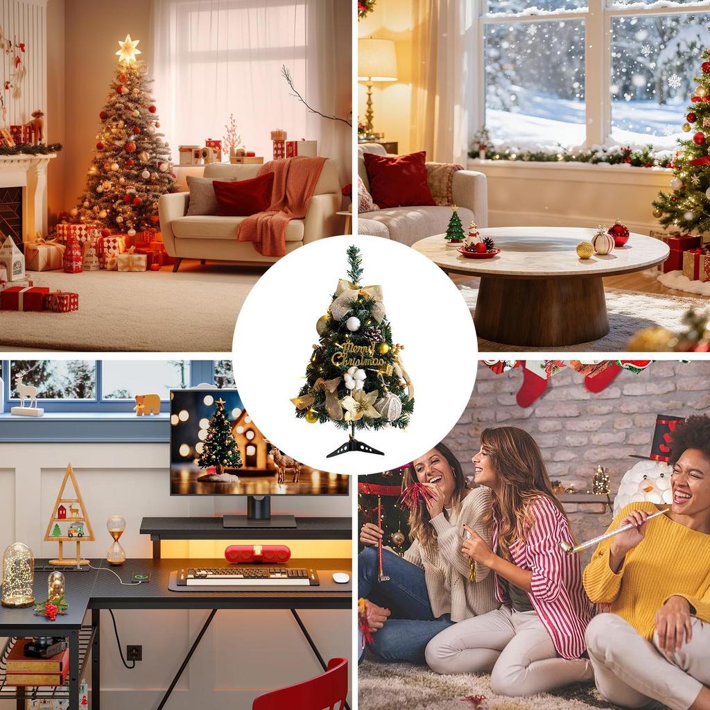 Tabletop Christmas Tree Artificial With Balls Bow Small Table Christmas Tree Desk Decor For Home Decor Indoor Outdoor Bedroom