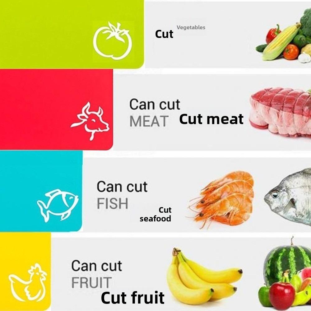 D2 Food-grade 4PCS Flexible Plastic Sticky Cutting Board Non slip Cutting Board Easy To Clean Outdoor Portable Fruit Cutting Mat