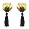 Heart-Shaped Sequined Nipple Covers with Tassels - Silicone Pasties Lingerie Accessories