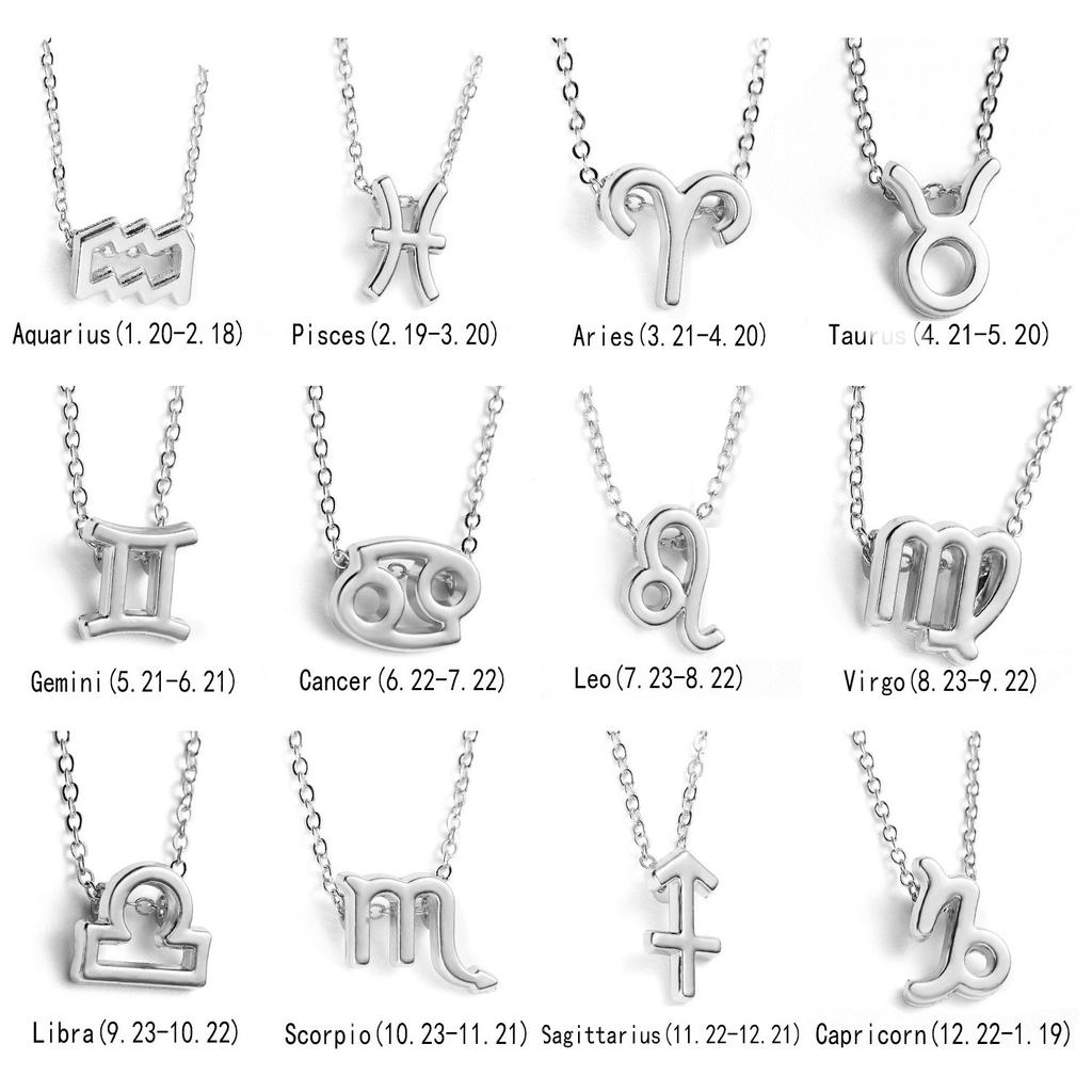 12 Constellation Pendant Necklace Zodiac Sign Jewelry Choker Necklace Charm Necklace Birthday Gifts Message Wish Card for Women