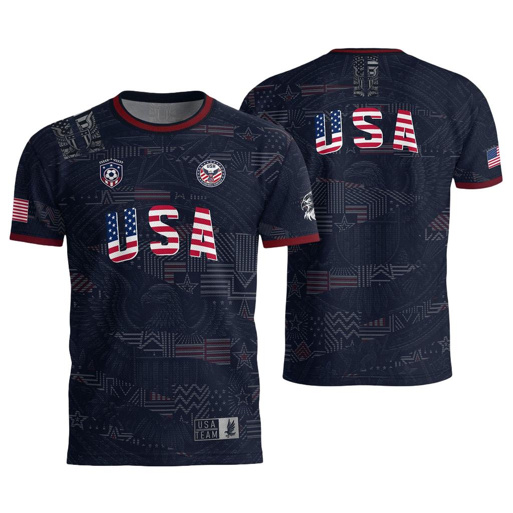 USA Men's Casual Letter Print Short Sleeve T-Shirt