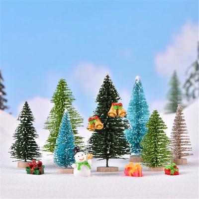 1 Stück Künstlicher Weihnachtsbaum Figur Sisal Seide Zeder Kiefer Mini Miniatur Mikrolandschaft Neujahr Feengarten Dekor