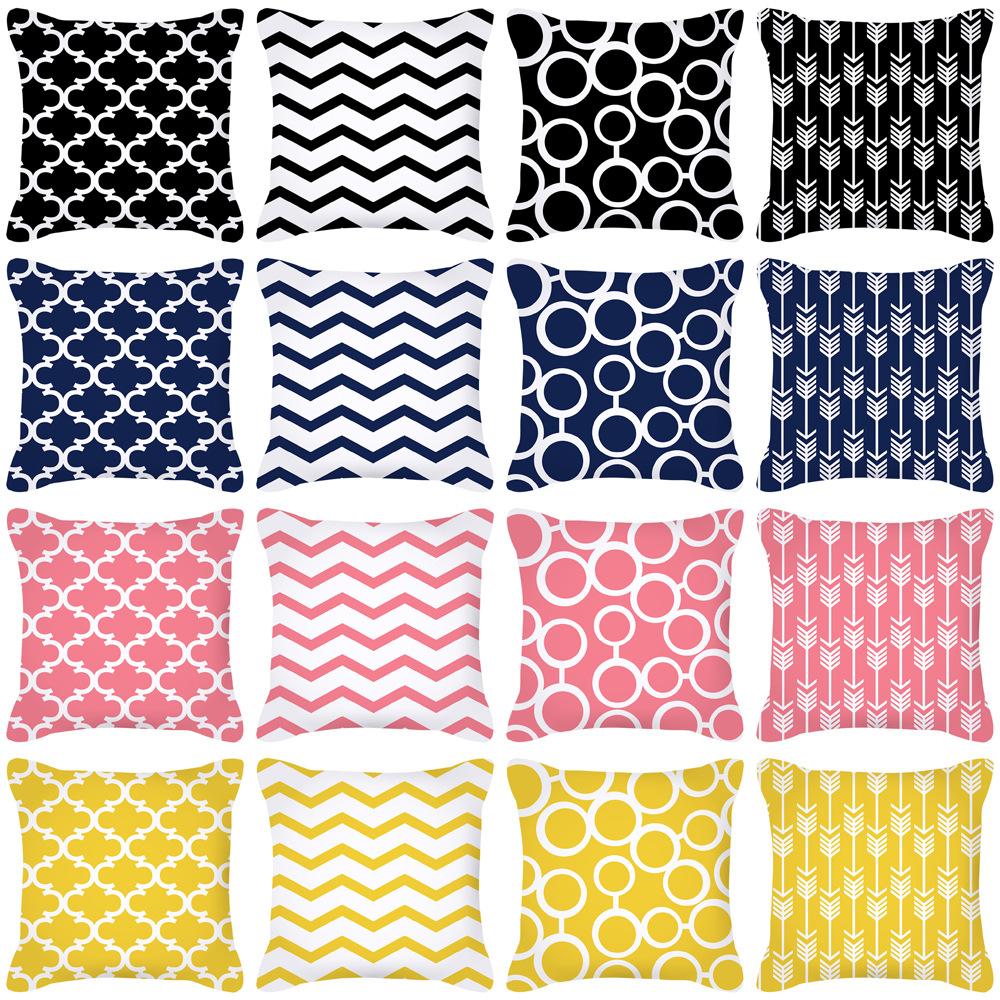 Furniture Life Peach Skin Velvet Pillow Cover Nordic Style Geometric Pattern Office Sofa Cushion Cover