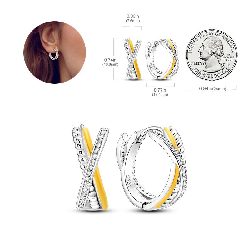 HOT SALE 2025 Sparkling Zircon Star Moon Sun Hoop Earrings 925 Silver Circle Round Earrings for Women Wedding Engagement Jewelry